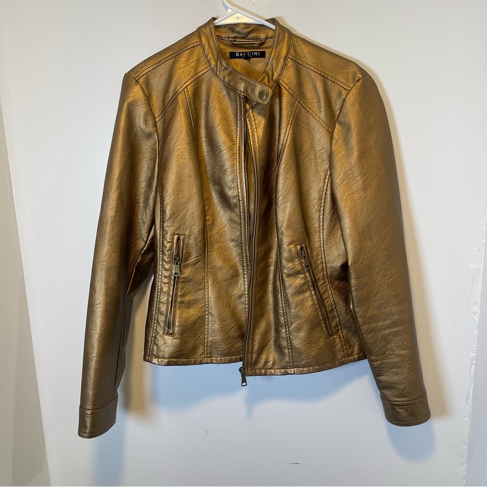 Baccini Metallic Bronze Leather Jacket